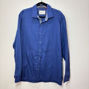 Robert Graham Blue Flip Cuff Shirt Men 2XL Rockabilly Grunge Hipster Preppy